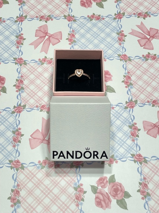 Pandora Jewelry - Pandora Sparkling Elevated Heart Ring | 14k Rose Gold-Plated | Size 54 (7)
